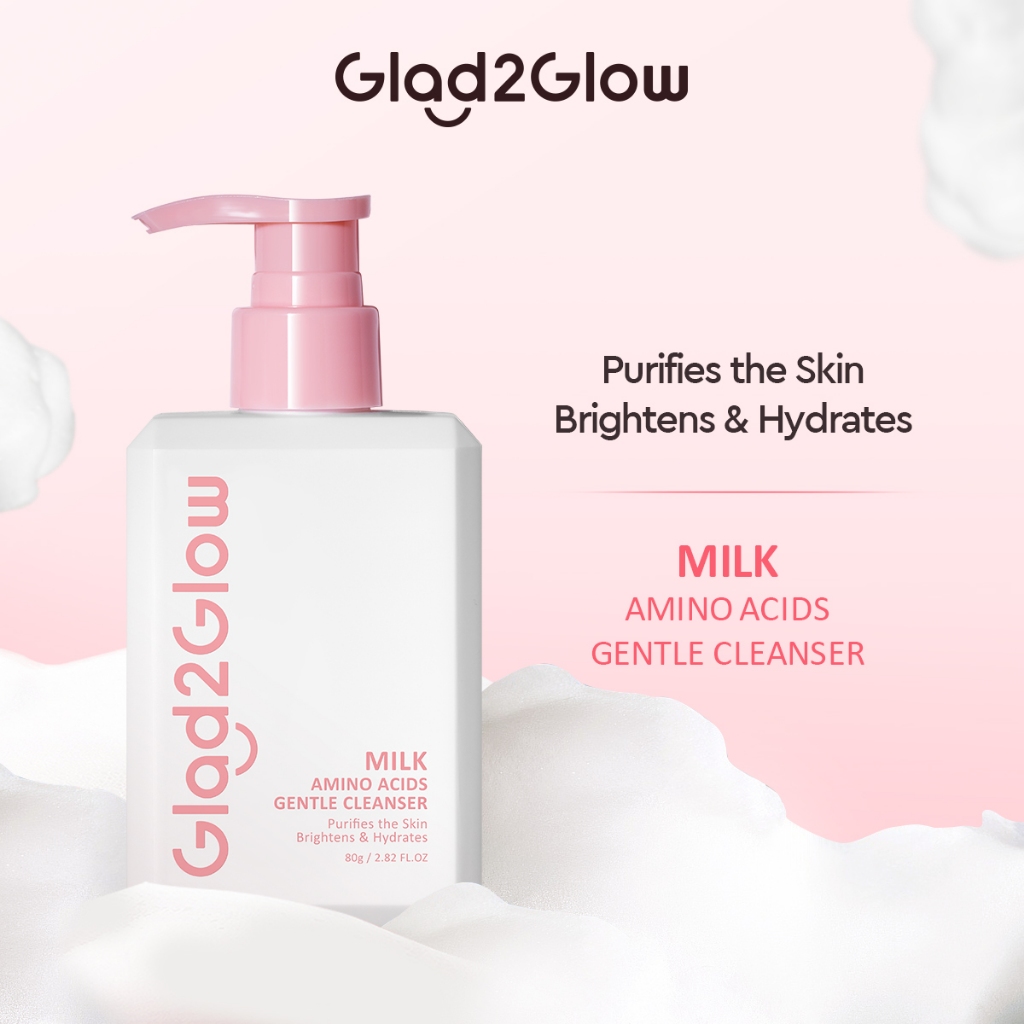 Glad2Glow Milk Amino Acid Gentle Cleanser Face Wash 80ml pencuci muka