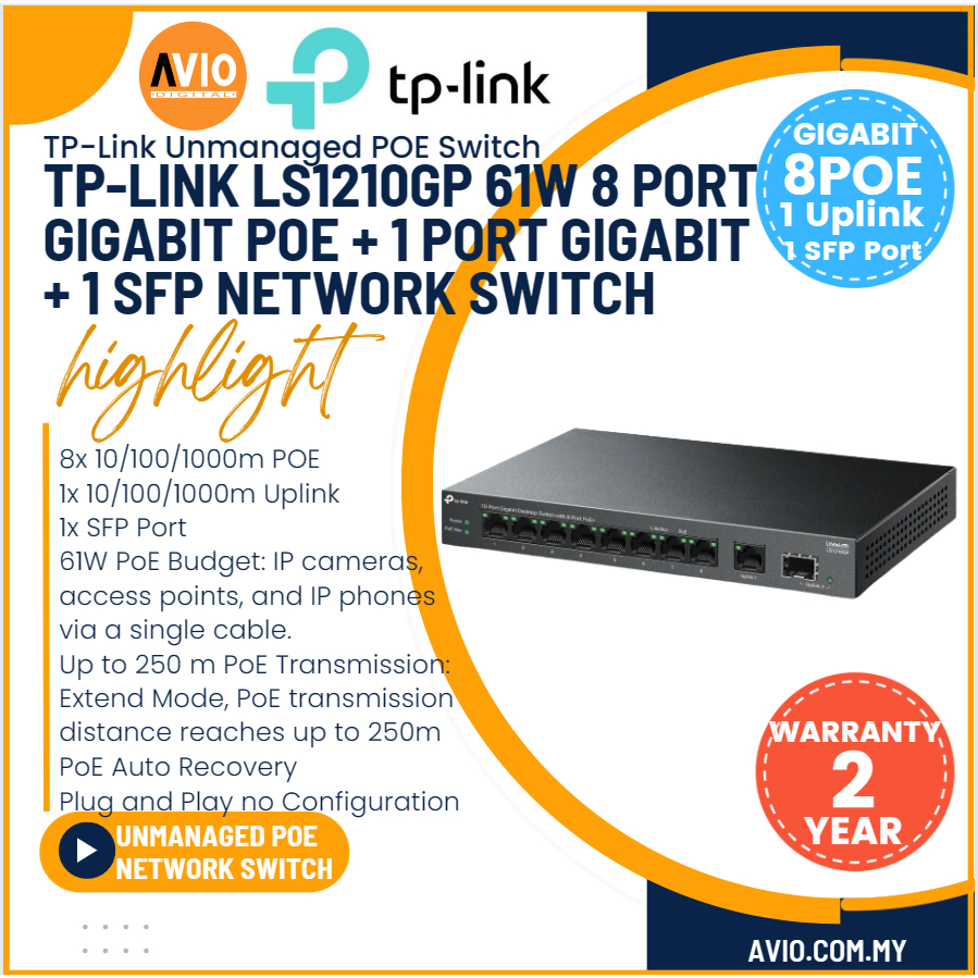 Tp-link Tplink 8 Port Gigabit Desktop IP Network POE Switch 8 Gigabit ...