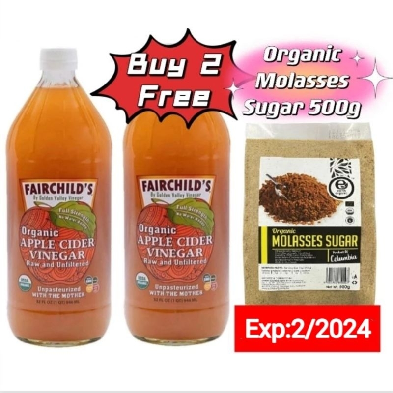 (Buy 2 Free Molasses Sugar) FAIRCHILD'S Organic Apple Cider Vinegar 946ML Exp6/2028 Shopee