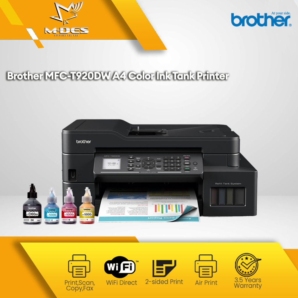 Brother MFC-T920DW Multifunction AiO Ink Tank Colour Printer / Print ...