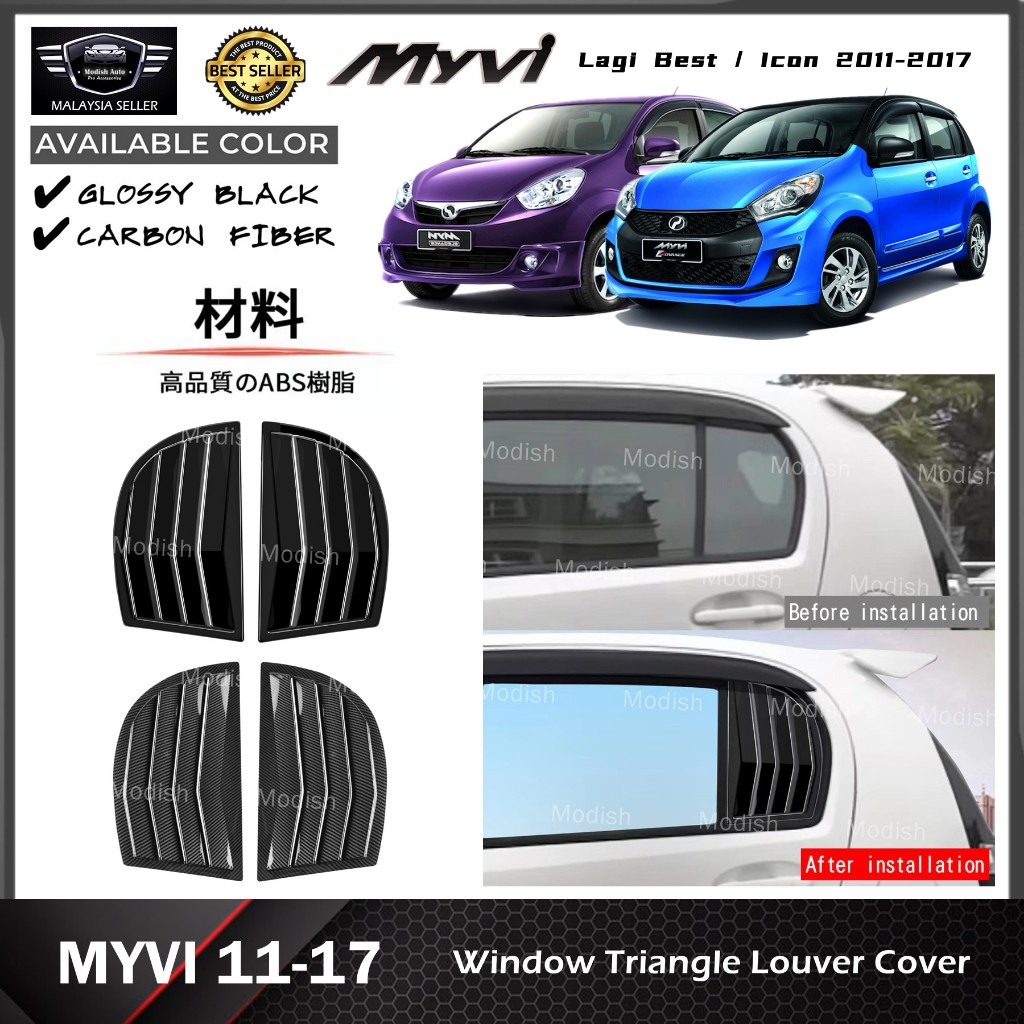 Modish Perodua Myvi Lagi Best Icon 2011-2017 Car Rear Window Triangle ...