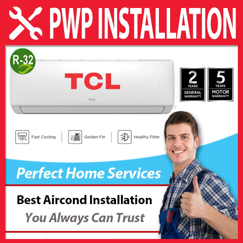 TCL / CHiQ / Haier / Midea New 1HP, 1.5HP, 2HP, 2.5HP Non Inverter Air Conditioner (2023) 1.0HP Aircond PWP Installation