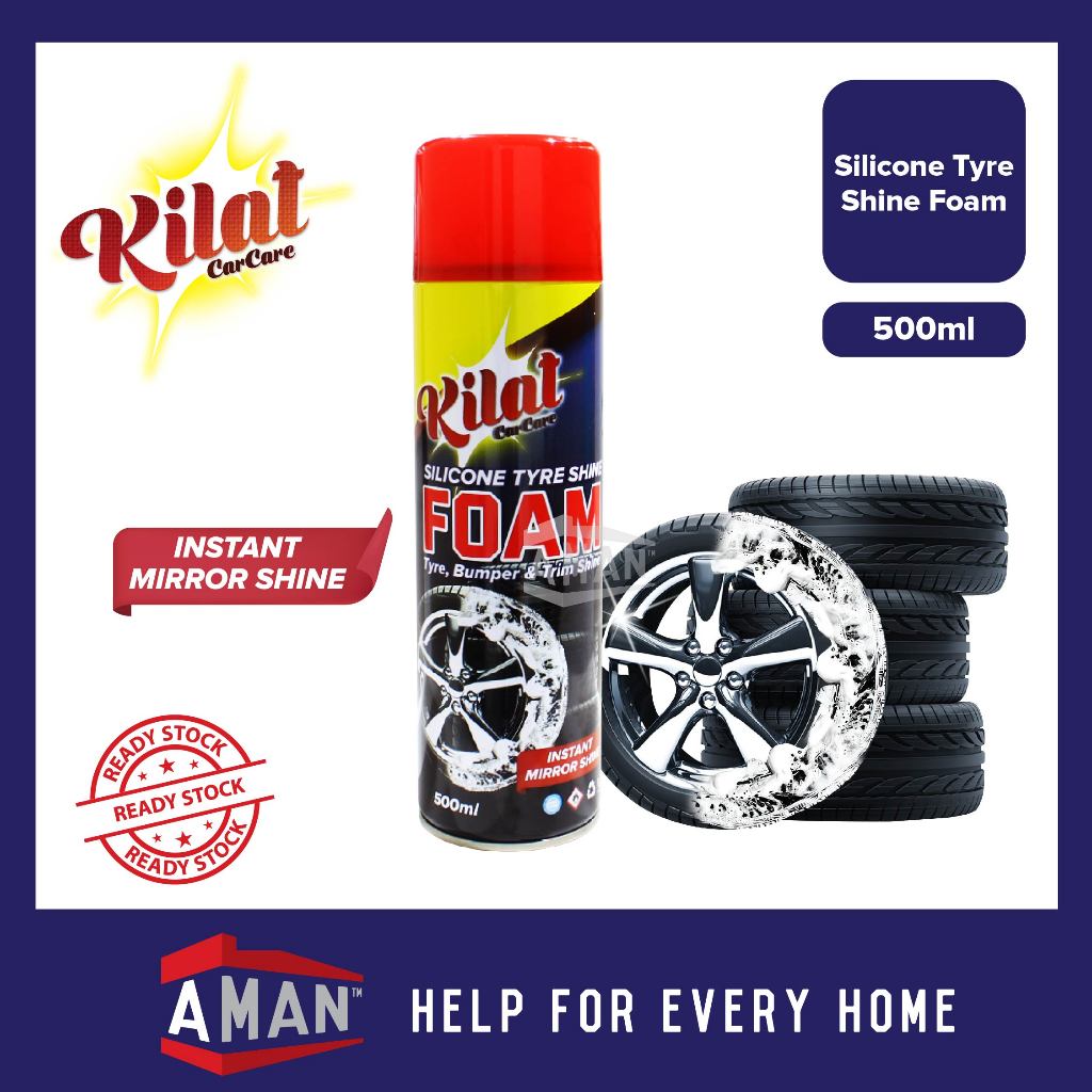 KILAT Silicone Foam Spray Instant Mirror Shine Tyre Bumper Trim Foam
