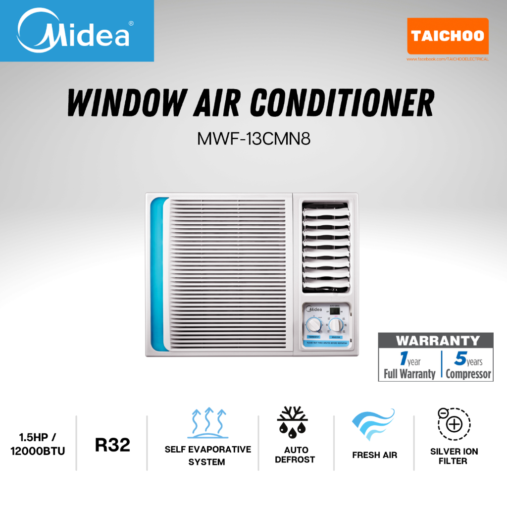 Midea Window Air Conditioner 1.5HP /12000BTU MWF-13CMN8 | Shopee Malaysia