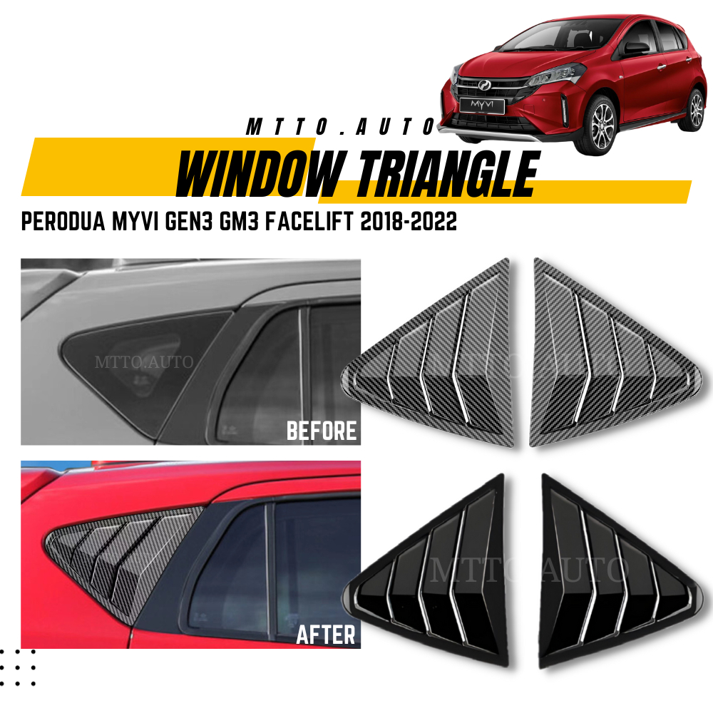 MTTO Perodua Myvi 2018-2022 gen3 gm3 Exterior Car 2 Pcs Rear Window ...