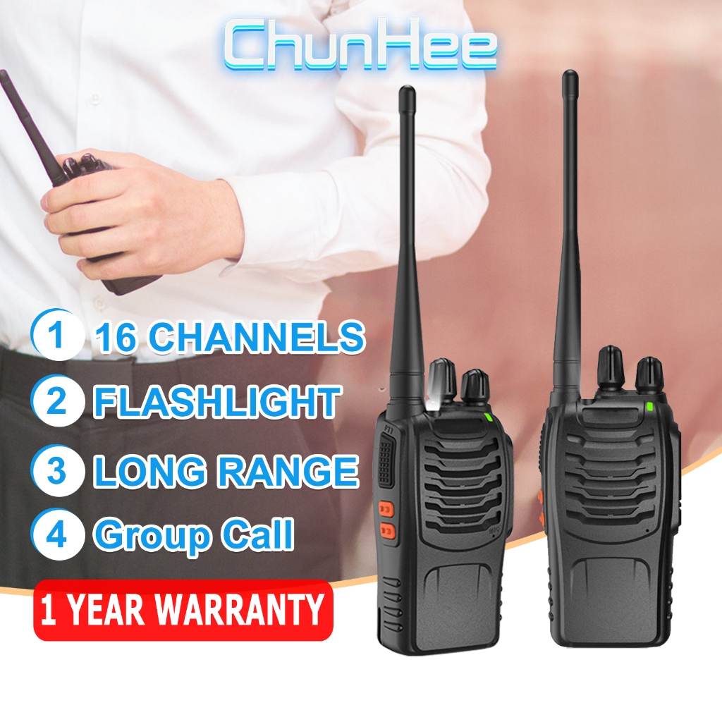 Chunhee Two Way Radio Walkie Talkie Long Range 2 Units 16 Channels Handheld with USB Changer 1.5