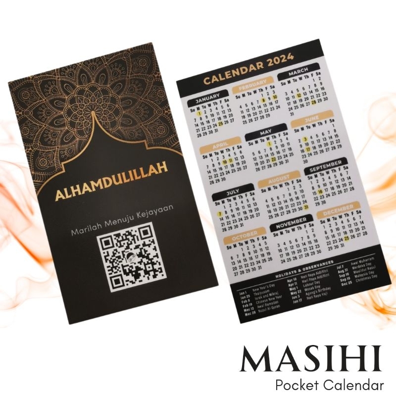 🎁 MASIHI Pocket Calendar 2024 Shopee Malaysia