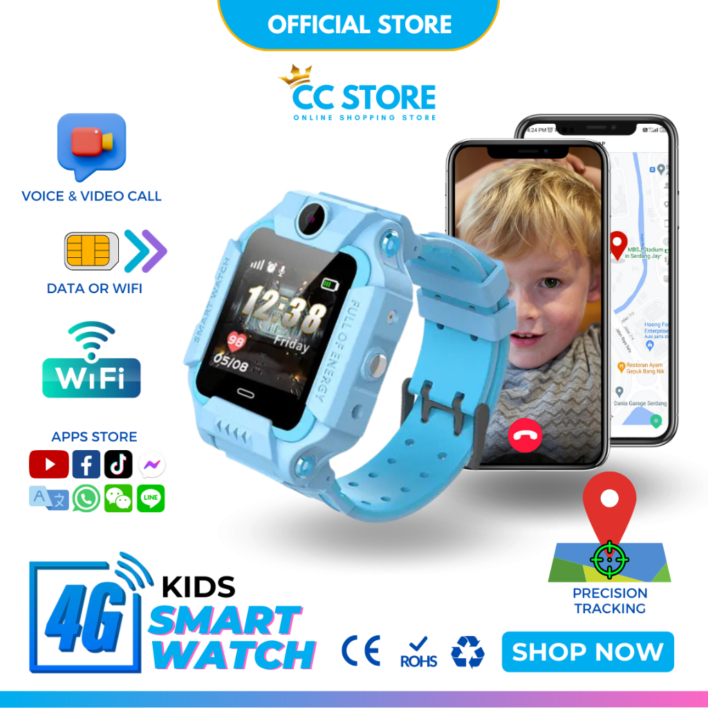 4G Kids Smart Watch WIFI Sim Card Network Precision GPS Tracking Anti Lost  SOS Emergency Video Call Camera Apps Download