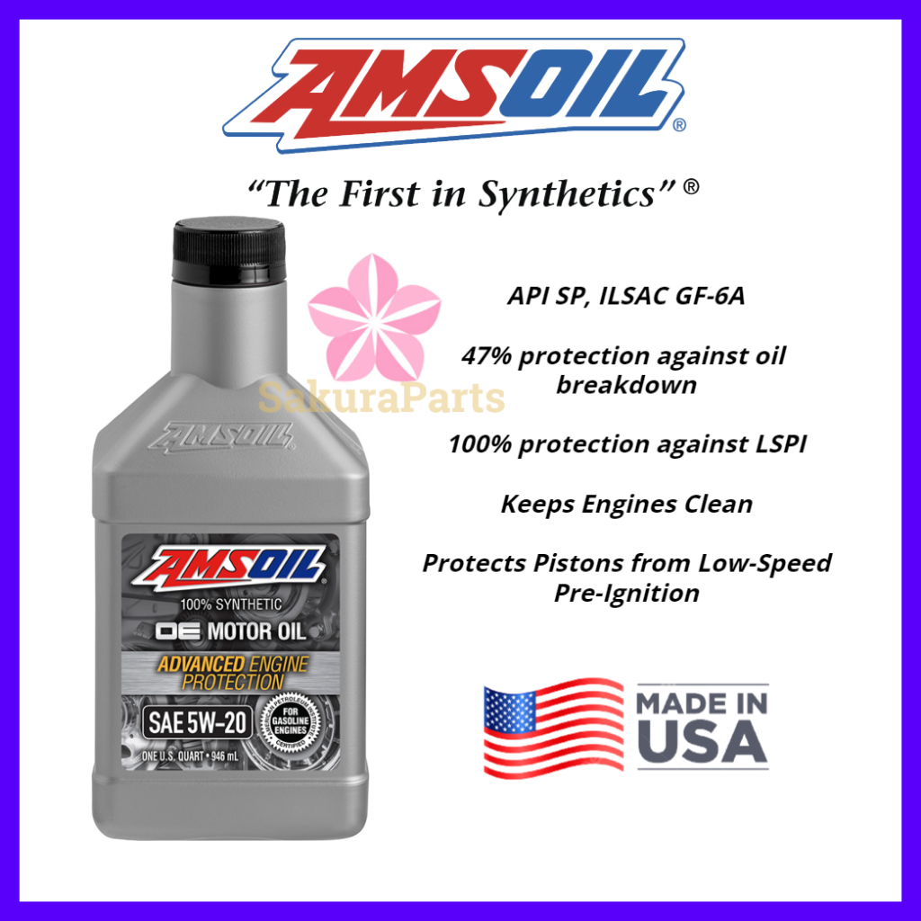 (MADE IN USA) AMSOIL OE 5W20 100% FULL SYNTHETIC Engine Oil 946ml ...