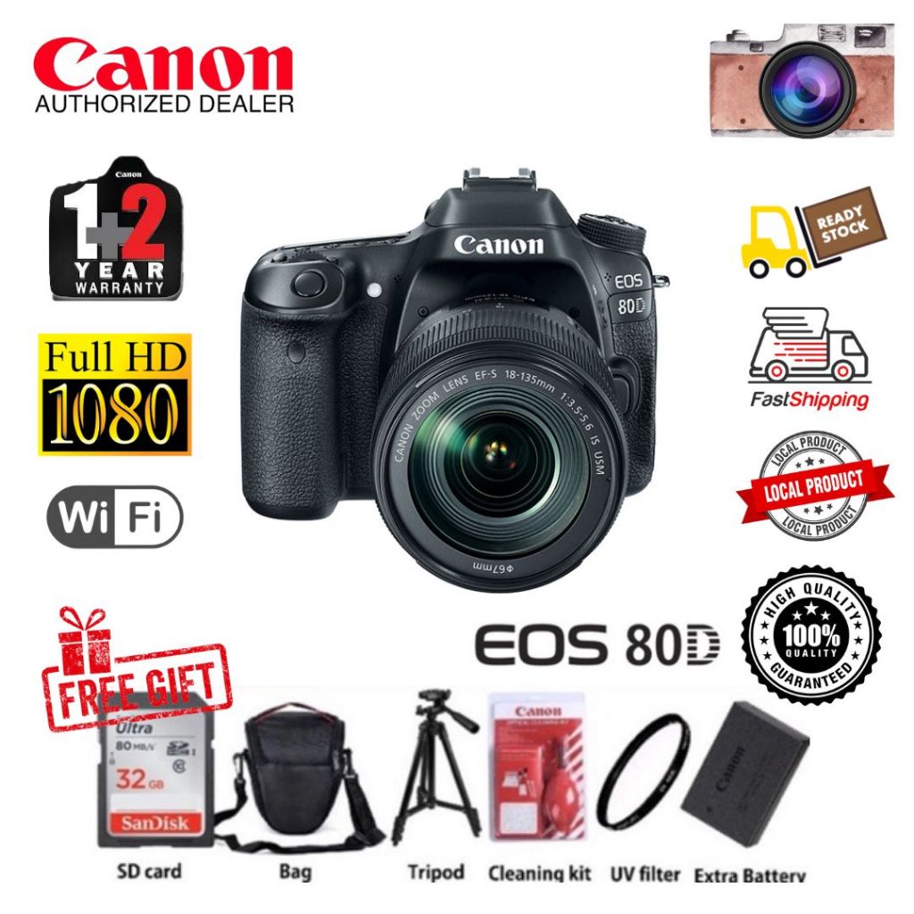Canon EOS 80D 18-55mm IS USM kit 3 years warranty [100% Original set ...