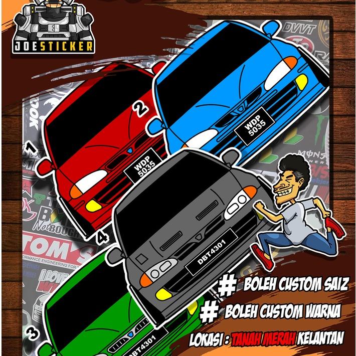 STICKER PROTON WIRA FRONT VIEW SAIZ 6.3X4.4 INCI. BOLEH LETAK NO PLAT ...