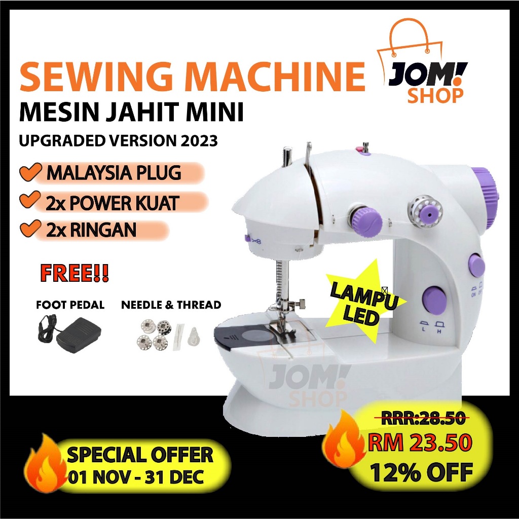 Mesin Jahit Mini Mudah Alih/Portable Mini Sewing Machine Dual Speed ...