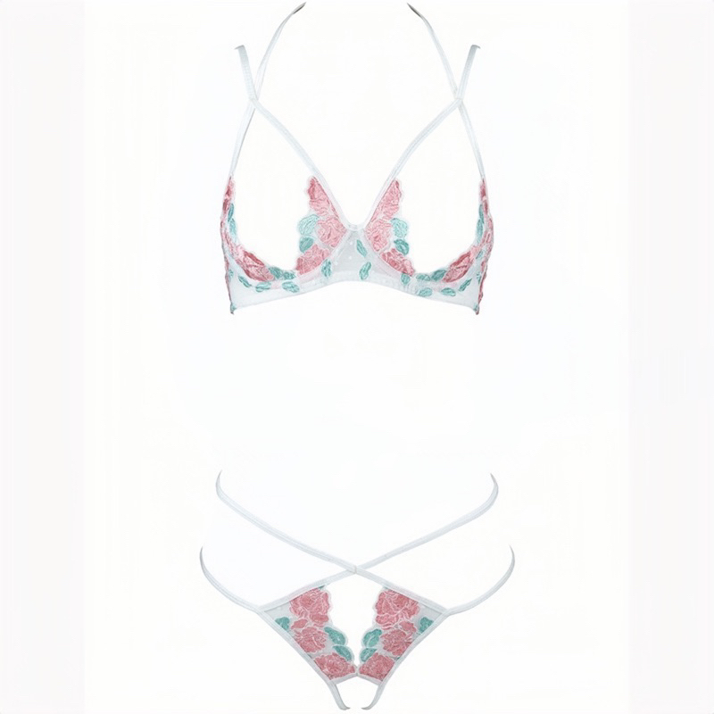 Rose embroidered sexy lingerie set Shopee Malaysia