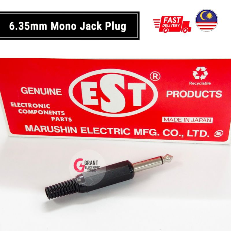 EST MP-114M Genuine Mono Plug 6.35mm Mono Jack Made in Japan Solder ...