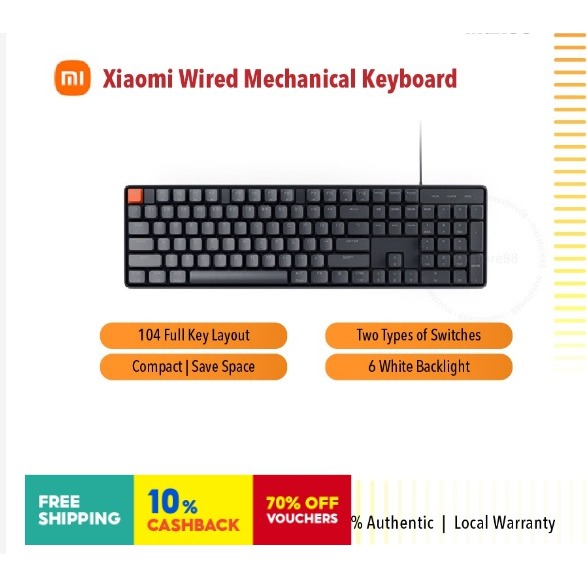 Xiaomi Mi Wired Mechanical Keyboard, 104 Full Key, 6 Backlight Design ...
