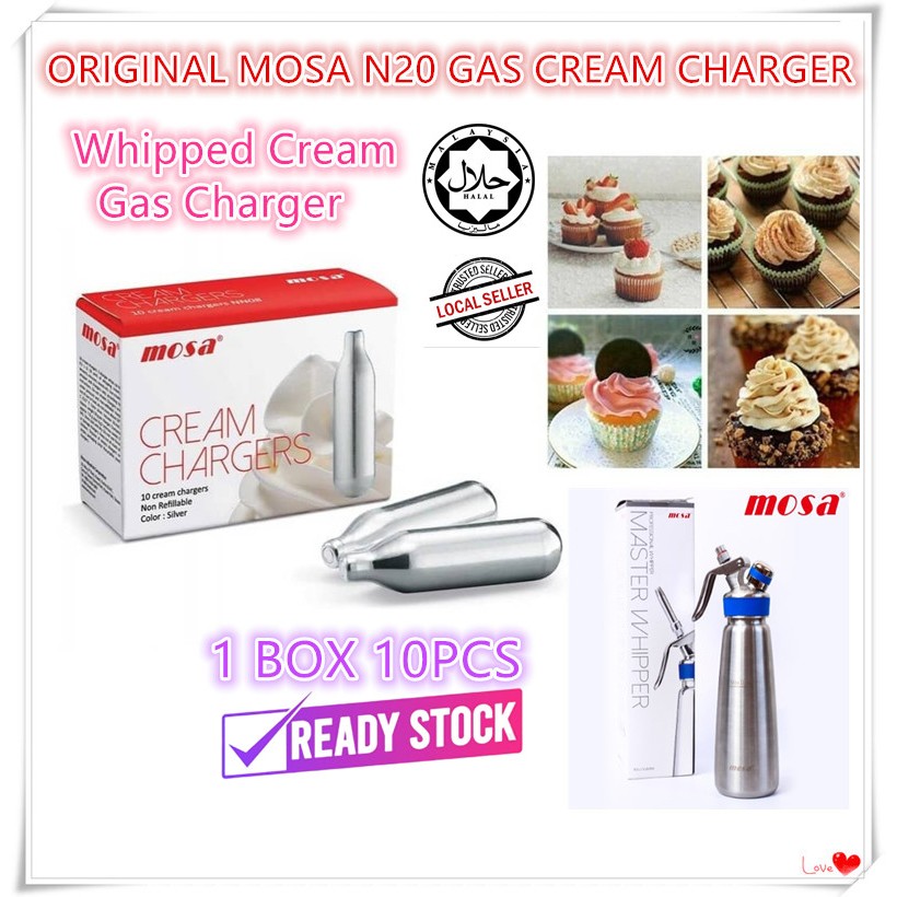 MOSA ORIGINAL N20 GAS CREAM CHARGER Whipped Cream Gas Charger Halal ( 1BOX 10PCS ) Shopee Malaysia