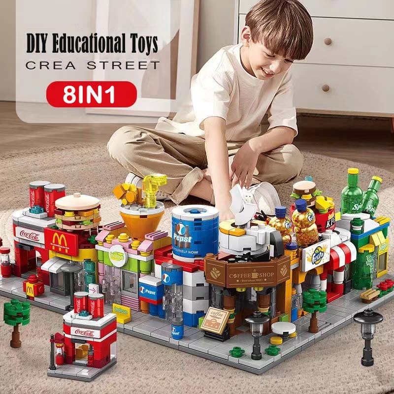 现货 City Street View Cola Shop Model Building Blocks Educational Toys ...