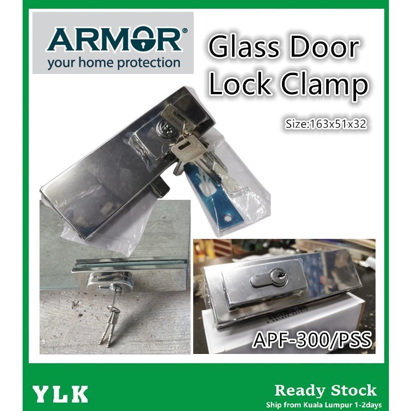YLK ARMOR TEMPERED GLASS DOOR LOCK Lock Camp Double Cylinder Bottom