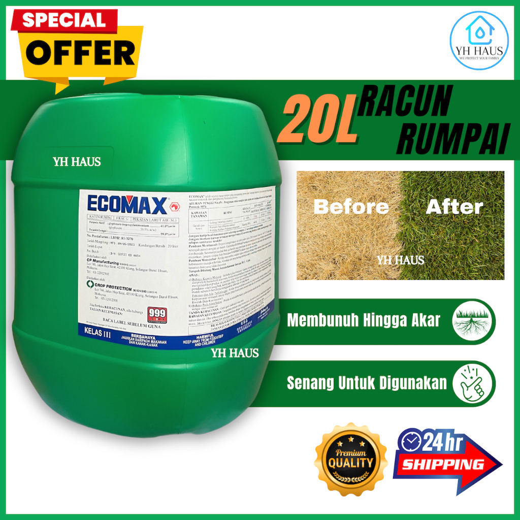 20l Ecomax Glyphosate 41 Weed Killer Racun Rumput Lalang Ubat Rumput