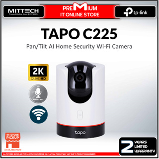 TP-Link IP Camera CCTV Tapo C225 Pan/Tilt AI Home Security Wi-Fi Camera, Color Night Vision, Apple Homekit Supported