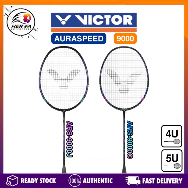 VICTOR Auraspeed 9000 4U & 5U Badminton Racket FREECORE ARS-9000C ARS ...