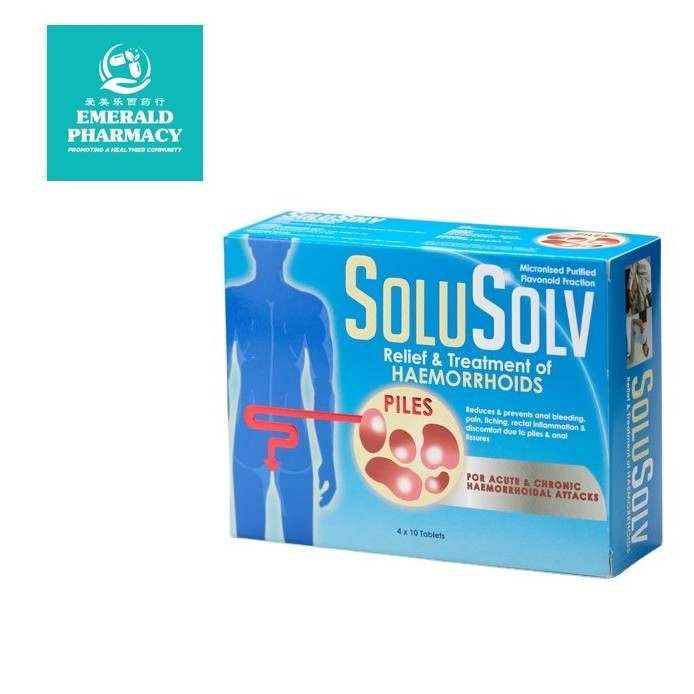 Solusolv haemorrhoids piles flavonoid tablet 40's/ 2 x 40's Shopee