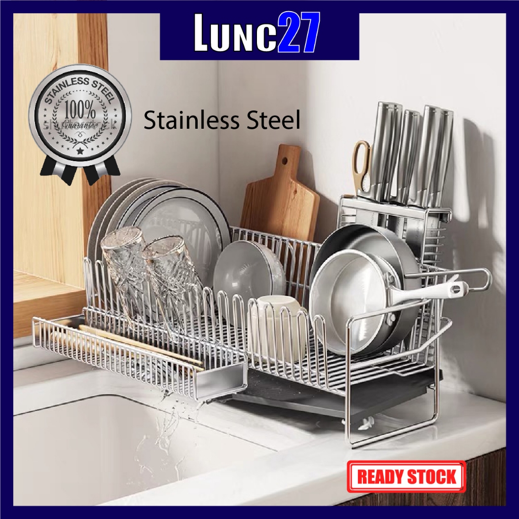 304 Stainless Steel Sink Drainer Dish Drying Rack Dish Drainer Drain ...