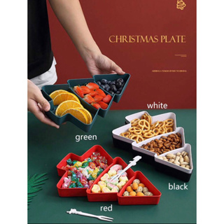 1pc Red Christmas Themed Snack Tray, Lazy Snack Box, Plastic Candy