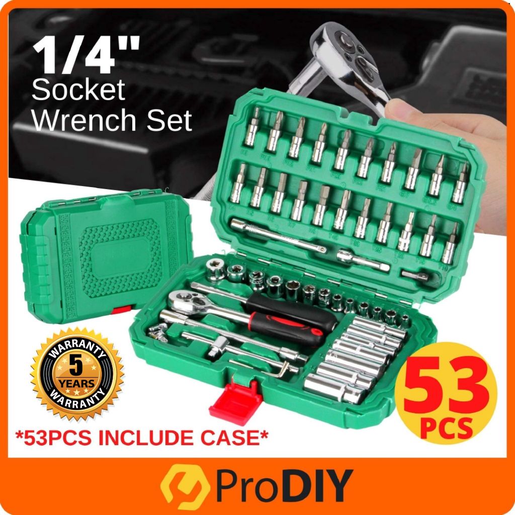 53pcs (Included Case) 1/4 Inch Socket Wrench Tool Box Set Screwdriver ...
