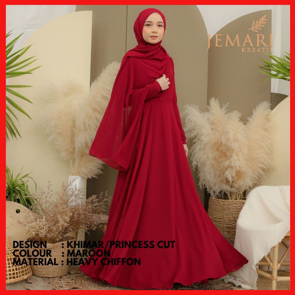 Bella Dress Khimar Princess Cut Dress Baju Bertunang Baju Nikah Dress Kembang Baju Dinner Set Khimar Shopee Malaysia