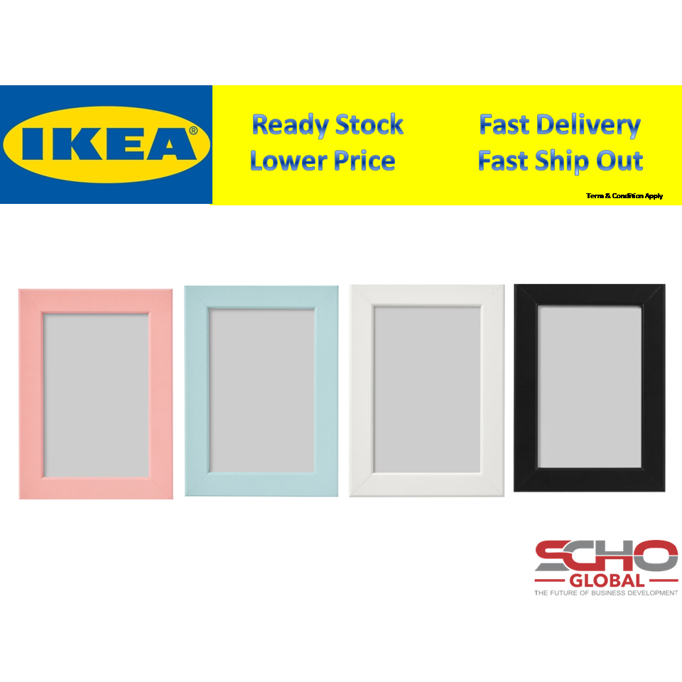 4 Cornici Ikea Fiskbo Nere Formato 13x18 Cm, Da Appendere O In Piedi, Con Protezione In Plastica