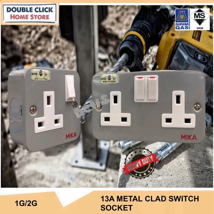 Sirim Heavy Duty 13A 1G/2G Metal Clad Switch Socket Heavy Duty Switch