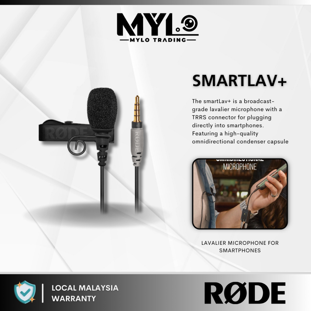 Rode smart Lav+ Lavalier Condenser Microphone for Smartphones SMARTLAVP ...