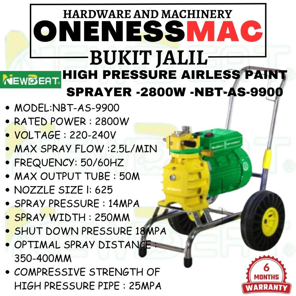 ''NEWBEAT'' HIGH PRESSURE AIRLESS SPRAYER -2800W -NBT-AS-9900 | Shopee ...