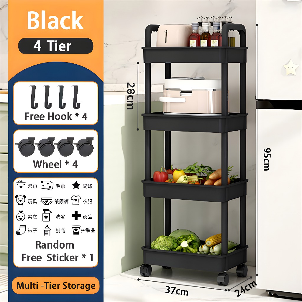 Ready Stock Multifunction 3 Tier Storage Trolley Rack Home Kitchen Rack ...
