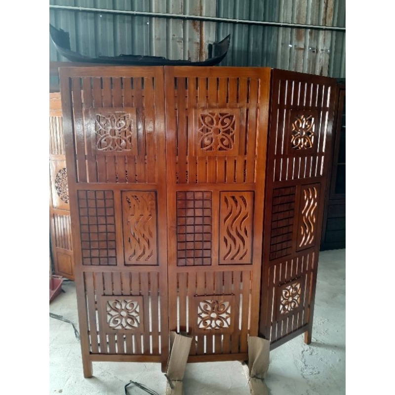 partition kayu jati original pembahagi ruang kayu original wood screen