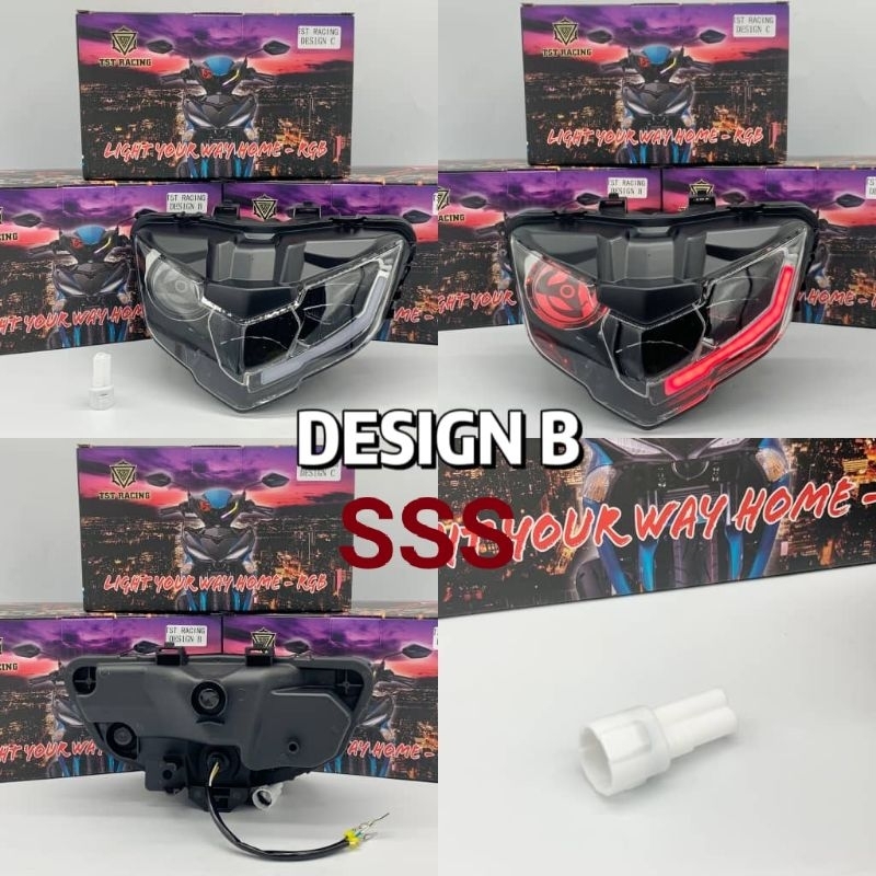 CUSTOM🔥 HEADLIGHT Y15zr v2 LED Y15 NARUTO SHARINGAN HELANG HEAD LAMP ...