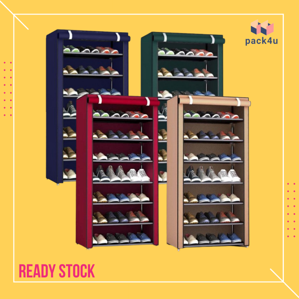 [READY STOCK] 7 Tier Multi-layer Assembled Shoes Rack Dust-proof ...