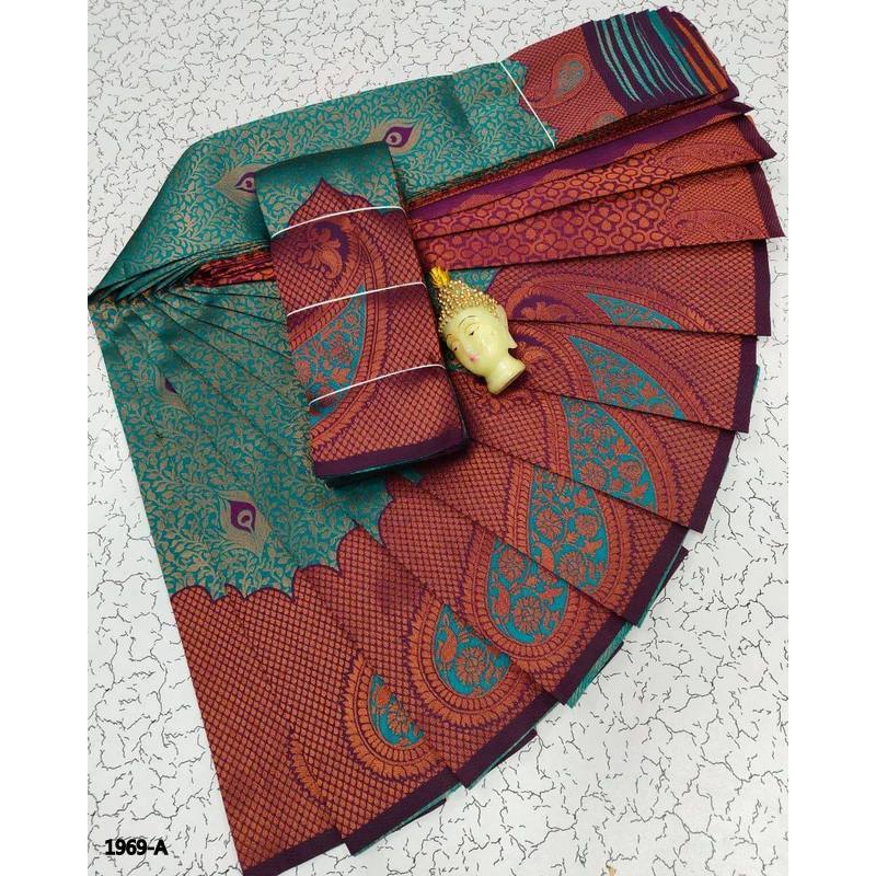 Triple Weaving Zari Tissue Silk Saree