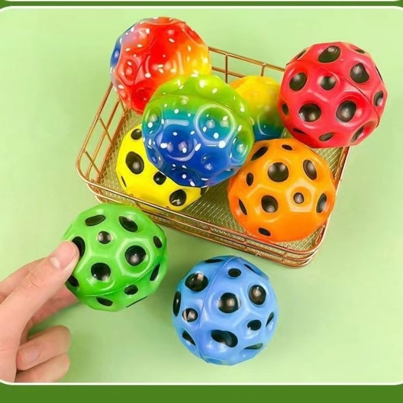 Leasote Bouncy Ball Moon Shape Porous Bouncy Ball Kids Indoor Toy Ergonomic Design Colorful Fashion   B0bbbbdvw3