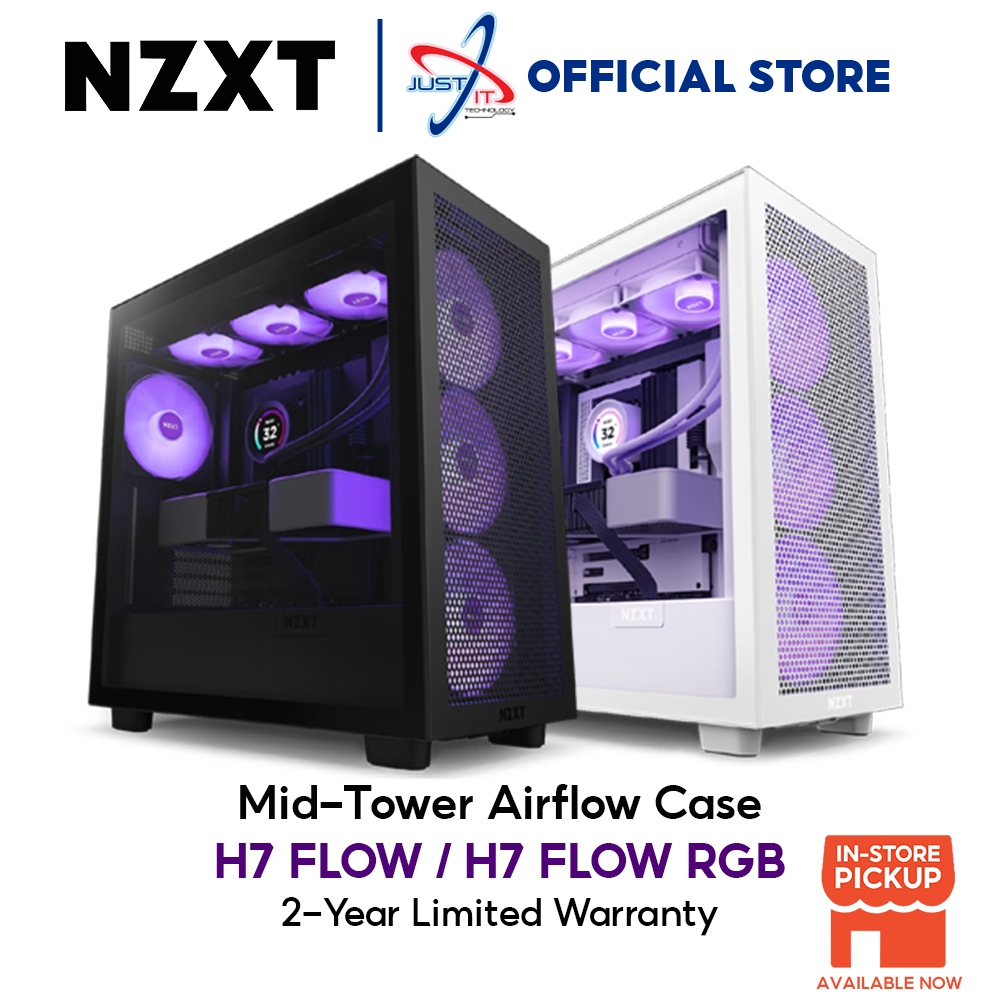 NZXT H7 FLOW / H7 FLOW RGB Mid-Tower Case - Matte Black/Matte White/Matte  Black & White