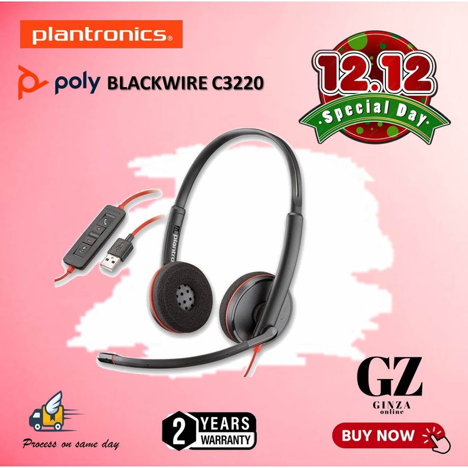 Plantronics Poly Blackwire C3220 A Usb Type A Corded Stereo Headset Headphone With Noise