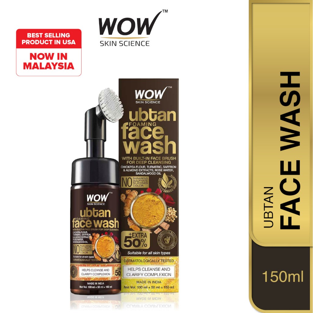 Wow Skin Science Ubtan Face Wash with Brush For Women & Men (150ml