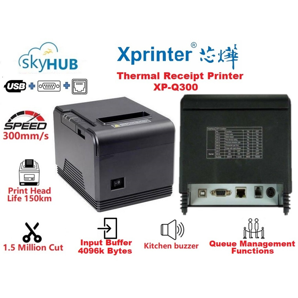 Xprinter XP-Q300 Thermal Receipt Printer 80mm Printing Speed 300mm/s ...