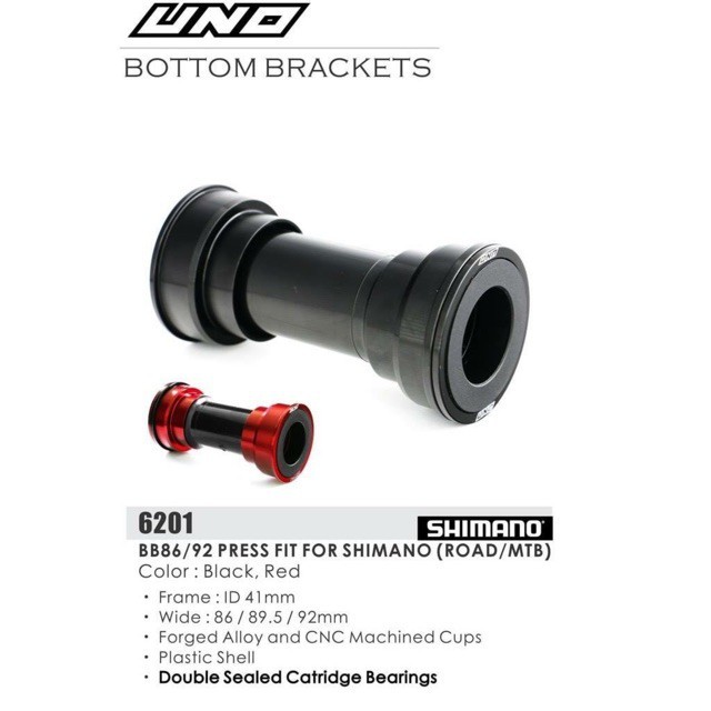 UNO BB BOTTOM BRACKET DOUBLE SEALED CARTRIDGE BEARINGS PRESS FIT BB86 ...