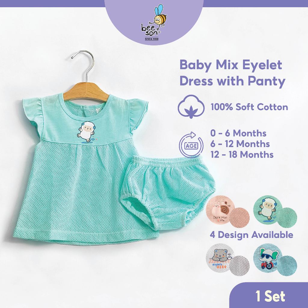 Beeson 018 Months Baby Girl Newborn Basic Mix Eyelet Dress with Panty