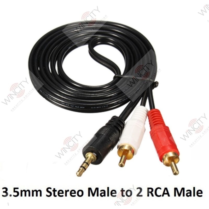 3.5mm Male to 2-RCA Plug 5FT, Aux Audio Headphone Jack Converter Adapter  Cable