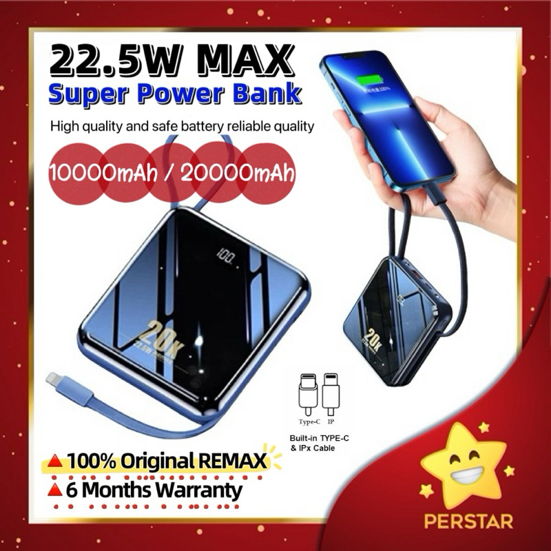 [ built-in Cable ] REMAX RPP-51 / RPP 285 Sucha Series Super Mini 22.5W ...