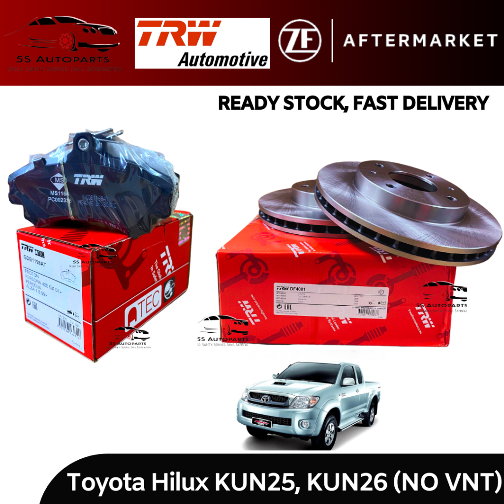 TRW Toyota Hilux Kun25/Kun26 (No VNT) Front (Depan) Disc Rotor & Disc ...