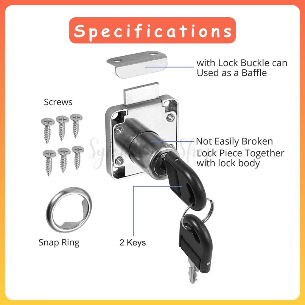Cabinet Drawer Lock Square Security Drawer Lock Set Kunci Laci Lock ...